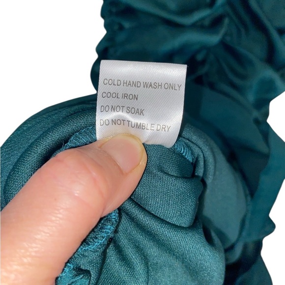 Hello Molly Mission Accomplished Emerald ruffle ruched mini Holiday Party dress - Picture 11 of 12